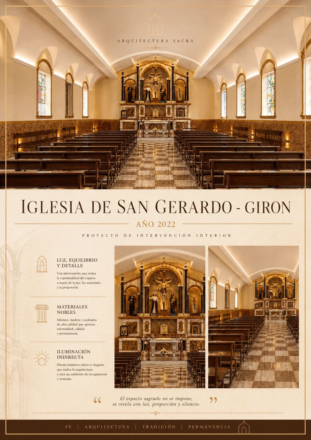 Iglesia San Gerardo - Girón — Tumbados + Iluminación + Alarmas en Cuenca por ARETECH